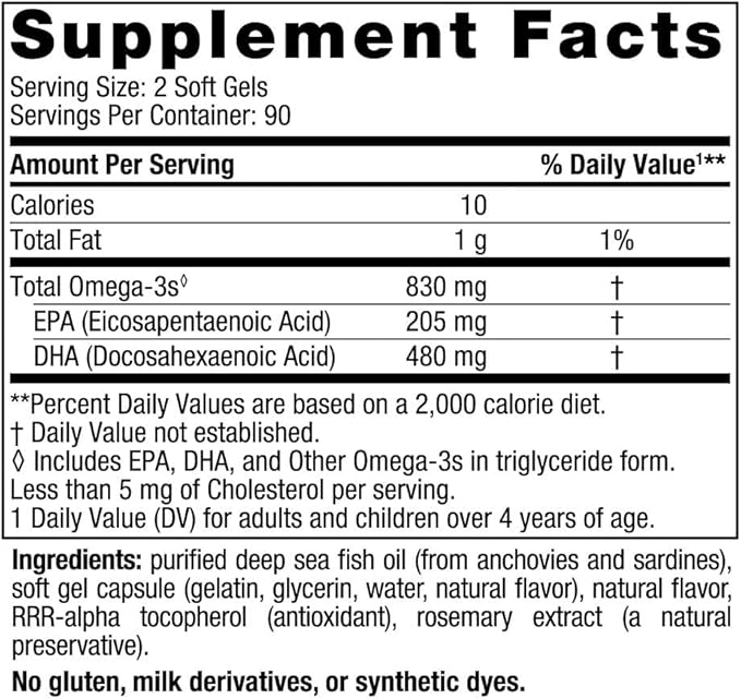Nordic Naturals DHA Strawberry - 180 Soft Gels - 830 mg Omega-3 - High-Intensity DHA Formula for Brain &amp Nervous System Support - Non-GMO - 90 Servings