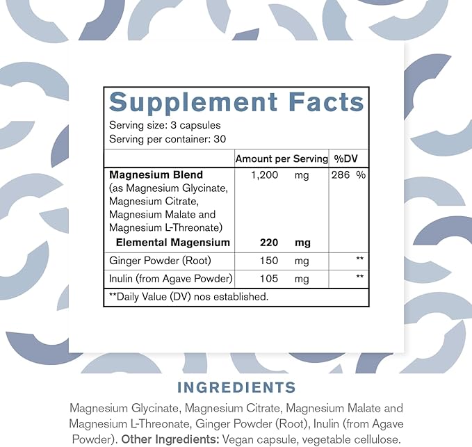 4-in-1 Magnesium Complex – 1200 mg with Glycinate Citrate L-Threonate and Malate – Sleep Stress Relief Muscle Recovery Energy and Well-Being for Women and Men 90 Capsules