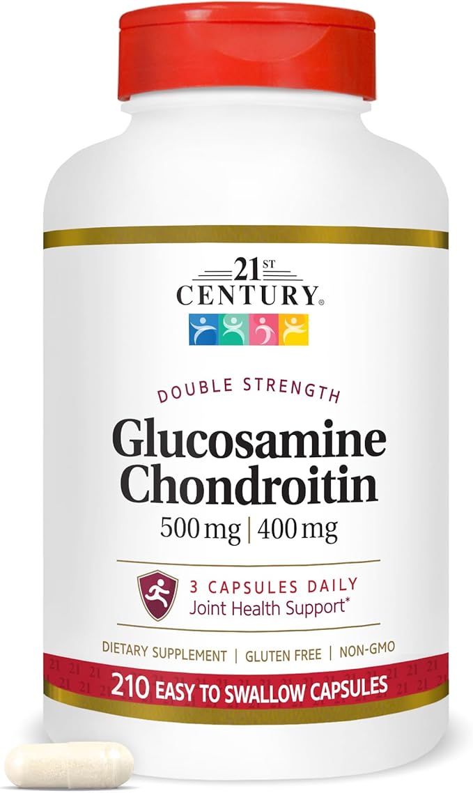 21st Century Double Strength Glucosamine Chondroitin (210 Count) Dietary Supplement for Joint &amp Cartilage Health Supports Active Lifestyle Non-GMO Gluten-Free Joint Supplements for Men &amp W