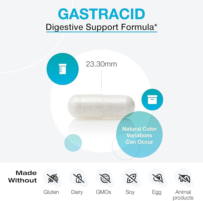 XYMOGEN GastrAcid - Supports Digestive Health - Acid Balance Formula With Betaine HCl &amp Gentian Root - Vegetarian Non-GMO &amp Gluten Free - 180 Capsules