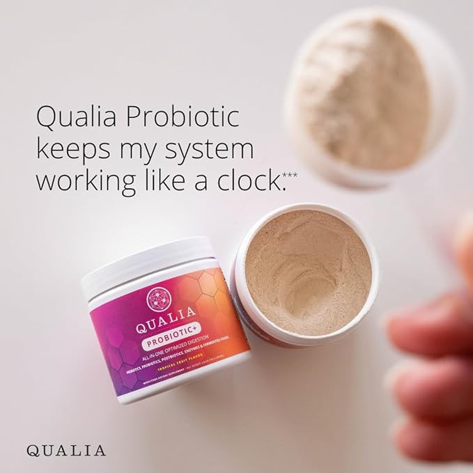 Qualia Probiotic - 28 Science-Backed Spore Probiotics Prebiotics and Postbiotics. Total Gut Support. Soothes Digestive discomfort. Ethically sourced. Promotes Akkermansia Growth. 1 Month Supply
