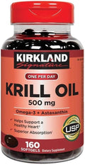Kirkland Signature Krill Oil 500 mg. 160 Softgels