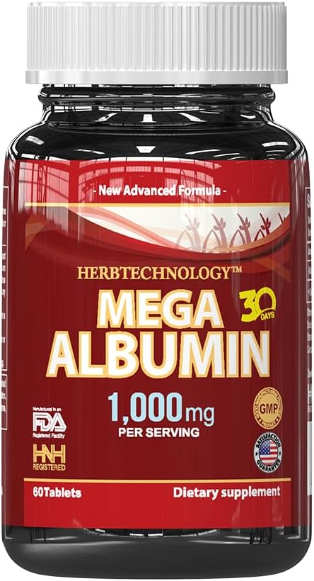Dr.K&ampC HNHusa Mega Albumin Protein 1000mg 60 Tablets Healthy Kidney Liver Function Wellness Overall Health Support Energy Life Balance Supplement 60tabs 1pk