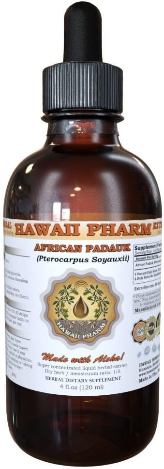 Hawaii Pharm African Padauk Liquid Extract African Padauk (Pterocarpus Soyauxii) Dried Bark Tincture Supplement 4 oz