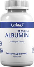 Dr.K&ampC Premium Albumin Protein Supplement – Extra Strength 1000 mg 120 Tablets Healthy Kidney Liver Promote General Wellness Energy Support Life Balance 1pk