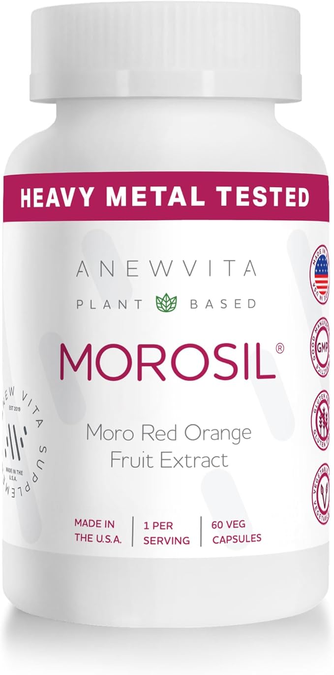 Anew VitaㅤMorosil: Antioxidant &amp Nutrition Supplement for Men &amp Women | Wellness &amp Vitality | Moro Red Orange | Non-GMO Gluten Free 60 Vegetable Capsules | Made in USA