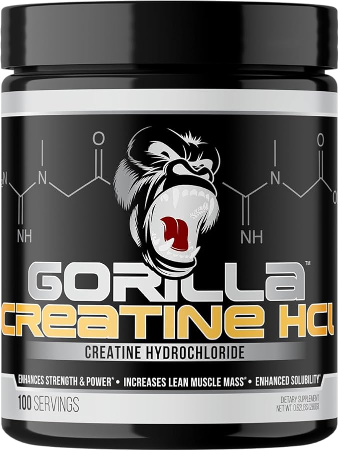 Gorilla Mind CON-CRĒT® Creatine HCl W/Pepsin Unflavored | GI-Friendly Alternative | Muscle Size Power Output Strength Brain Health &amp Performance | Convenient 2.5 Grams per Serving 100 Serving