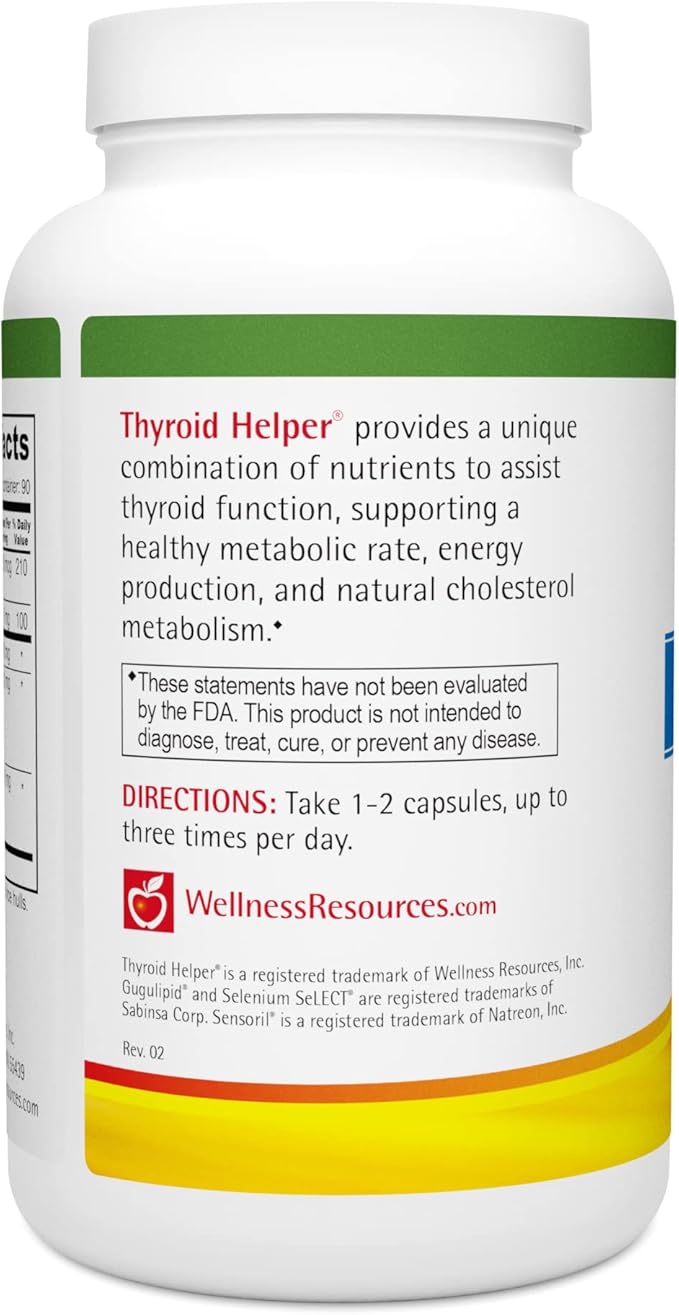 Wellness Resources Thyroid Helper - Natural Supplement for Metabolism Energy Thyroid Support (180 Capsules) …
