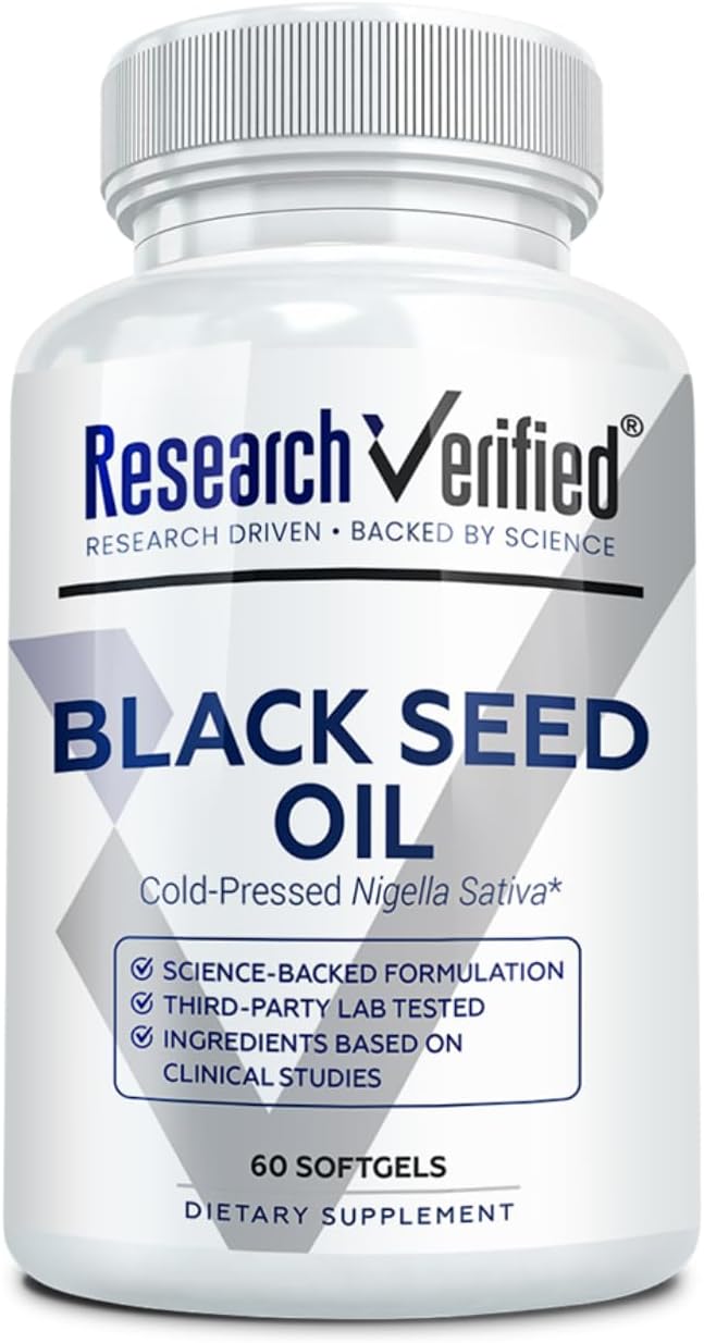 Research Verified Black Seed Oil - 60 Softgels - Boost Immunity Support Digestion Improve Respiratory Function - Cold-Pressed - 2% Thymoquinone (TQ)