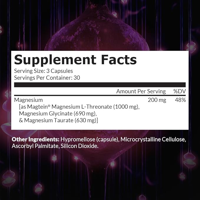 Intelligent Labs MagEnhance Magtein Magnesium Complex Supplement L-Threonate with Magnesium Glycinate and Taurate 90 Capsules