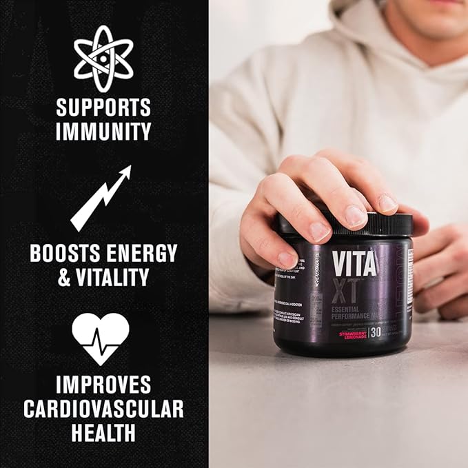 Jacked Factory Vita XT Performance Vitamin Powder - Daily Multivitamin Powder for Men with KSM-66 Ashwagandha Prebiotic Fiber Vitamin A C D K B6 B12 &amp More - Strawberry Lemonade 30Sv