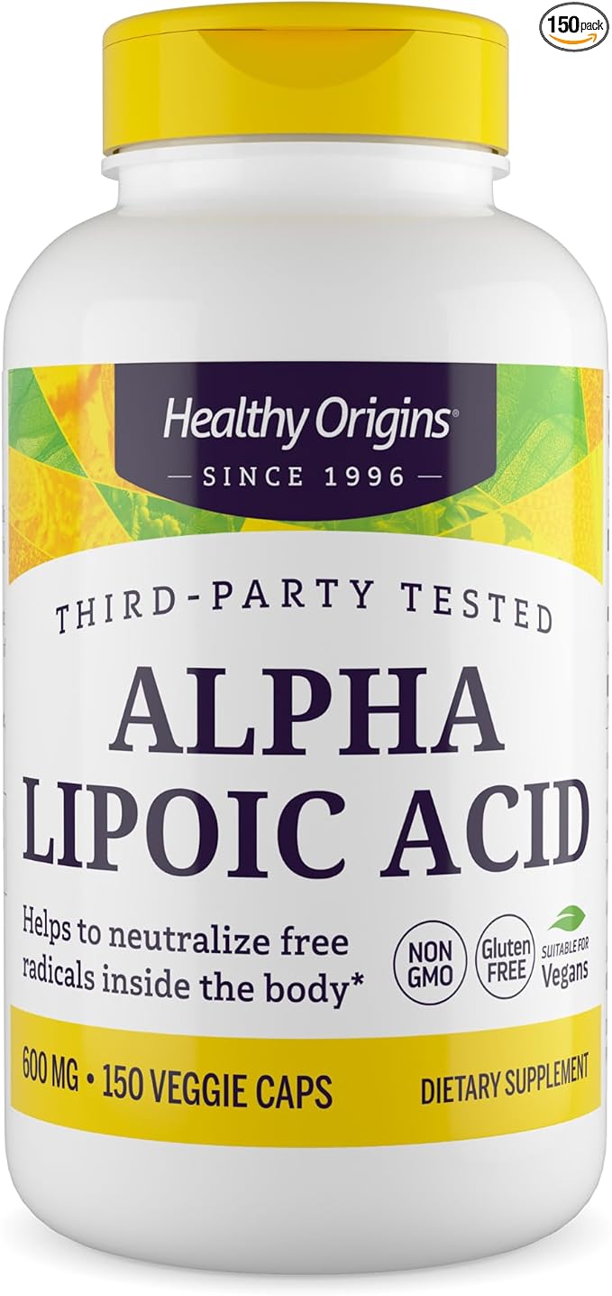 Healthy Origins Alpha Lipoic Acid 600 mg - Alpha Lipoic Acid Supplement - Antioxidant Support - Gluten-Free Supplement - 150 Veggie Capsules