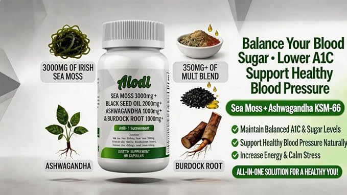 ALODI Super Seaweed Blend Supplement - Contains KSM-66 Ashwagandha Black Seed Oil Burdock Root Kelp Supports Digestion Sleep and Immune Health