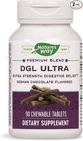 Nature's Way DGL ULTRA 10:1 Extra Strength 75 mg per serving German Chocolate Flavored 90 Chewables Pack of 2 (Packaging May Vary)