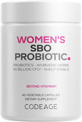 Codeage Women’s Probiotics Supplement - 50 Billion CFUs - SBO Probiotics &amp Prebiotics - Cranberries - Feminine Health - Fermented Botanical Blend Whole Food Supplement - Vegan Non-GMO - 60 Capsu
