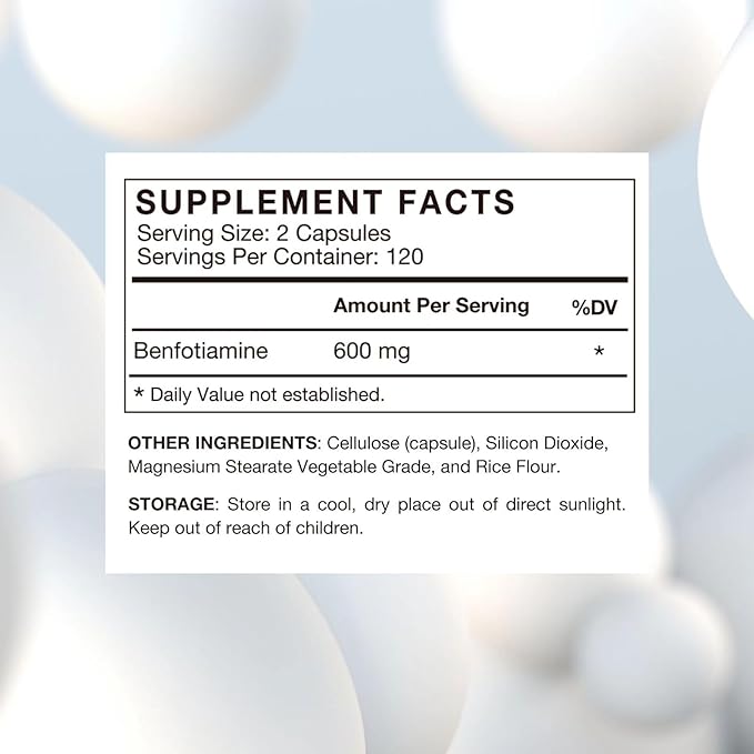VHC Vitamin B1 Benfotiamine 600mg Supplement- 5X Time Fat-Soluble Thiamine Vitamin B1- Max Boost Bioavailable Thiamine B1 Levels Veggie CapsulesNon-GMO Soy Free- Made in USA (240 Counts)