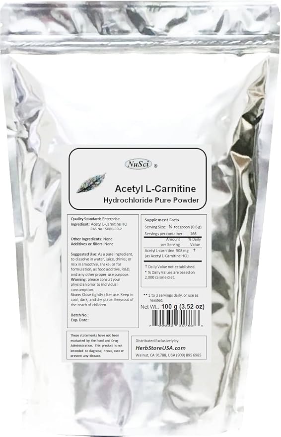 ALC Acetyl L-Carnitine HCl Powder Pure Form (500 g (1.1 Lb))