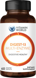 Vitamin World Digest-13 Multi-Enzyme 1010mg Digestive Enzymes Blend with Amylase Bromelain Papain &amp Lipase for Digestion and Absorption Digestive Enzymes for Bloating &amp Gas 60 Caplets