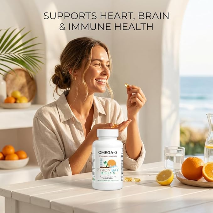 Omega 3 Fish Oil Capsules 1000mg – EPA 180mg DHA 120mg per Softgel – Omega-3 Fatty Acids Supplement for Heart Brain Joint &amp Eye Health – Fish Oil Pills for Women &amp Men – 100 Softgels