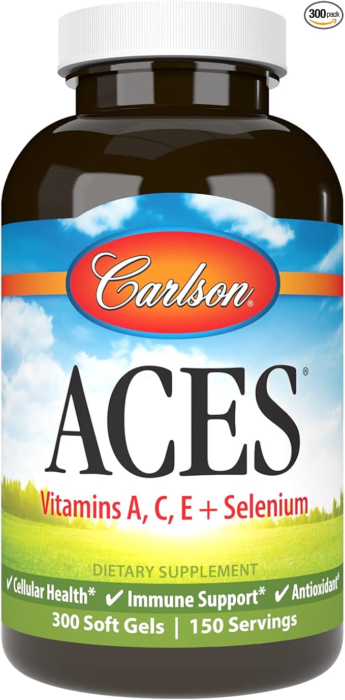Carlson - ACES Vitamins A C E + Selenium Cellular Health &amp Immune Support Antioxidant 300 Softgels