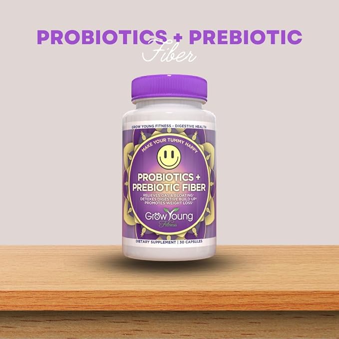 Grow Young Fitness Daily Probiotic + Prebiotic Fiber Supplement Supports Digestive Health (1 Pack 30 Servings)