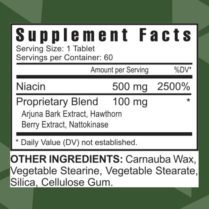 Youngevity Ultimate Niacin Plus™ - 500 mg with Proprietary Blend of Arjuna Bark Hawthorn Berry &amp Nattokinase - 60 Tablets (Pack of 1)