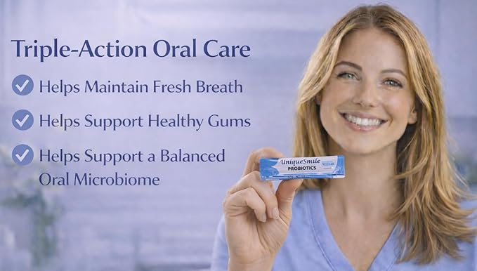UniqueSmile™ Probiotics – 12-Strain Oral Probiotic with Prebiotics &amp Postbiotics for Complete Oral Health