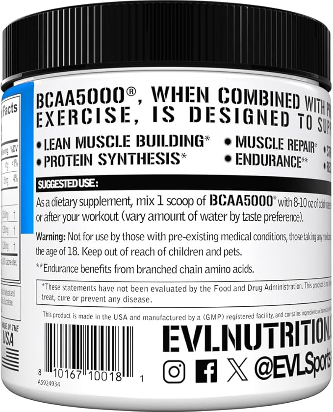 Evlution BCAAs Amino Acids Powder - BCAA Powder Supplement Post Workout Recovery Drink and Stim Free Pre Workout Energy - Branched Chain Amino Acids Supplement for Men &amp Women