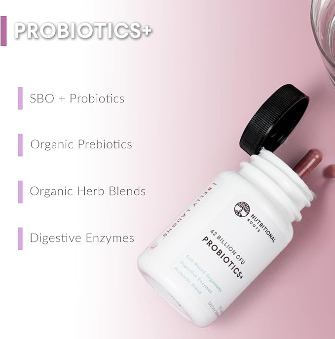 Nutritional Roots - Probiotics + - Soil-Based Organisms Probiotics Prebiotics - Digestive Enzymes - Delay Release - Dietary Supplement - 1 Month Supply - 30 Capsules
