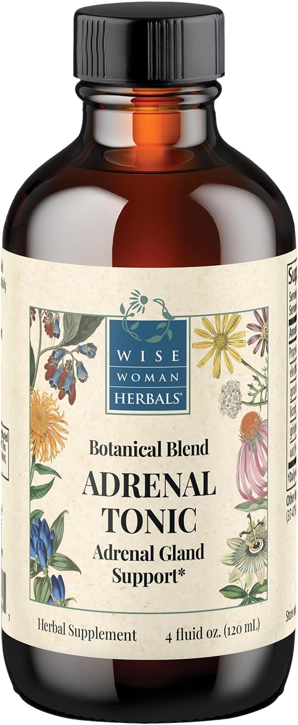 Wise Woman Herbals Adrenal Tonic Liquid Extract Herbal Adaptogen Blend with Eleuthero Ashwagandha &amp Licorice Supports Healthy Adrenal Function Energy Stamina Stress &amp Focus Non-GMO 4 F