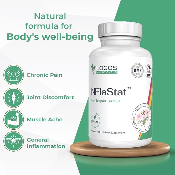 NFlaStat - 60 Capsules | Natural Systemic Enzymes for Inflammation | Alleviates Pain | Proteolytic Enzymes Supplement with Serrapeptase Papain &amp Bromelain | Bone &amp Muscle Support