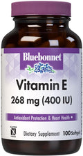 Bluebonnet Nutrition Vitamin E 400 IU (268 mg) Mixed Tocopherols Softgels Free Radical Portection &amp Cardiovascular Support Gluten-Free Dairy-Free Softgels Servings 100 Count