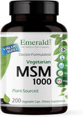 EMERALD LABS MSM 1000mg - Joint Liver &amp Immune Support Supplement with Methylsulfonylmethane - Gluten-Free &amp Additive-Free - 200 Vegetable Capsules (Up to 100-Day Supply)