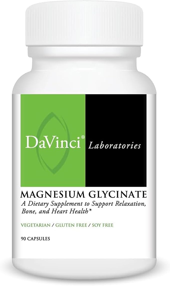 DaVinci Labs Magnesium Glycinate - Supports Sleep Heart Brain Relaxation &amp Bone Health* - Bioavailable &amp Stomach-Friendly* - 90 Capsules