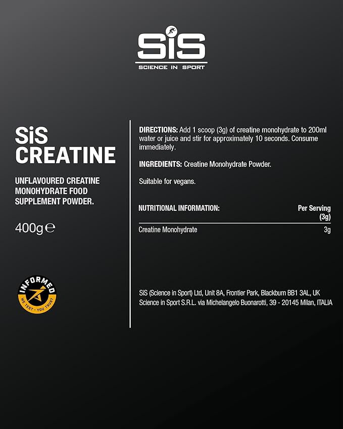 Science in Sport Creatine - Informed Sport Creatine Monohydrate Powder for Elite Athletes - Supports Strength Training &amp Muscle Health - Additive-Free &amp Vegan - Unflavored - 14.1 oz (133 Servi
