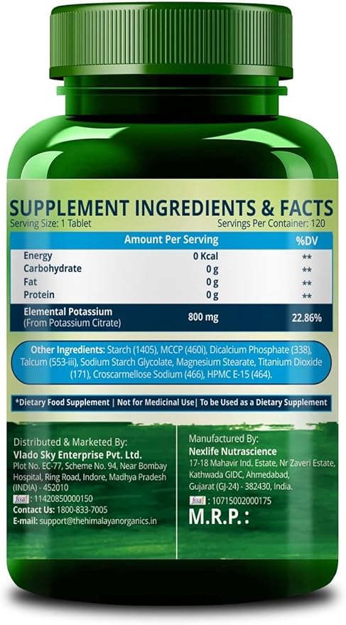 (Pack of 2) Potassium Citrate 800mg (120 Veg Tablet Each) 100% Herbal with NO Known Side Effects - by pharmacylife