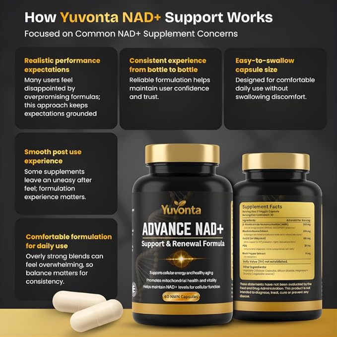 NAD+ Supplement with Nicotinamide – Advanced NAD Booster Supplement for Cellular Energy &amp Longevity – NAD Plus Supplement Capsules for Men &amp Women–60 Vegan NAD Capsules