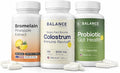 Bromelain + Probiotics + Colostrum Complete Digestive Enzyme Gut Balance &amp Microbiome Support Bundle