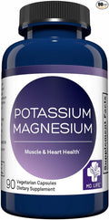 MD. Life Potassium Magnesium Supplement - 90 Capsules - Magnesium Potassium Supplement - High Absorption Complex - Support Vascular Health &amp Leg Cramp