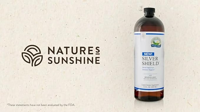 Nature's Sunshine Silver Shield Liquid 32 Fl Oz | Colloidal Silver Liquid with Aqua Sol Technology Provides Immune Support and Protection