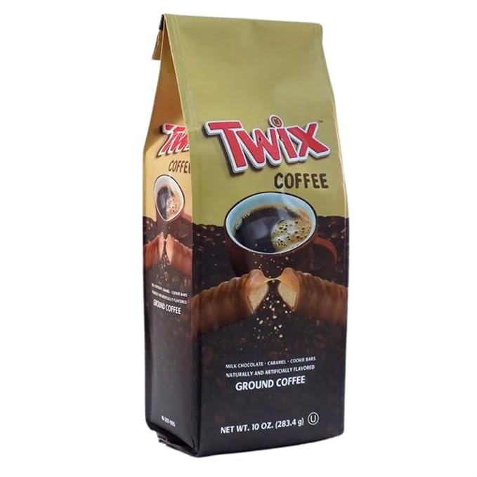 Milk Chocolate Caramel Twix Cookie Bar Flavored Coffee Medium Roast Ground - 10 Ounce (Pack of 6)