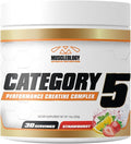 Muscleology Category5 Stim-Free Pre-Workout – Creatine Beta-Alanine &amp Magnesium Performance Formula – Electrolytes for Strength Power &amp Endurance – No Caffeine – Strawburst Flavor