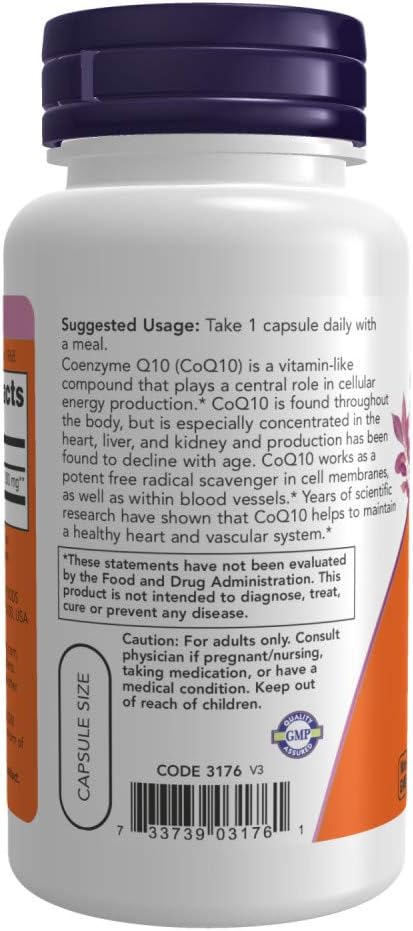 NOW Supplements CoQ10 (Coenzyme Q10) 200 mg Cardiovascular Health* 60 Veg Capsules &amp Supplements Super Enzymes Formulated with Bromelain Ox Bile Pancreatin and Papain180 Capsules