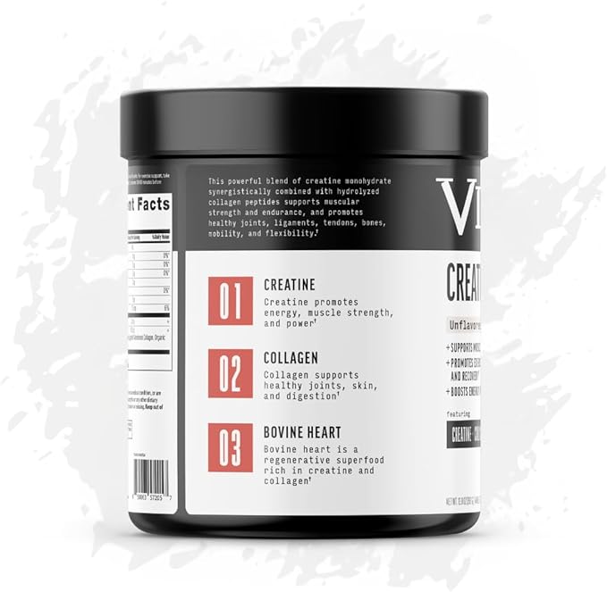 Creatine + Collagen Powder Unflavored Creatine Monohydrate and Collagen Supplement with Probiotics Gluten Free Non GMO Easy to Digest Formula 30 Servings 13.8 Oz