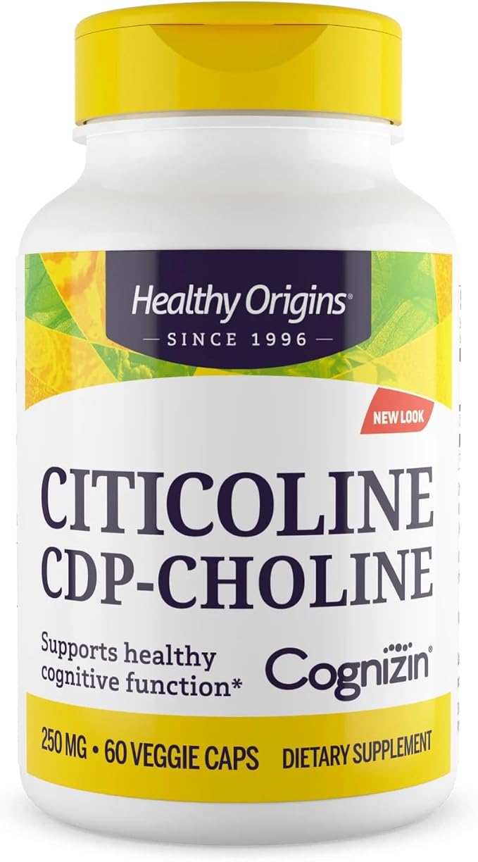 Healthy Origins Cognizin (Citicoline) 250 mg - Brain Supplement for Memory with Citicoline CDP Choline - Non-GMO Vegan &amp Gluten-Free Supplement - 60 Veggie Capsules