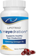 Lipotriad Heyedration Eye Vitamins - 60 Softgels 30-Day Supply - Omega 3 Supplement with Vitamin E &amp Organic Flaxseed Oil