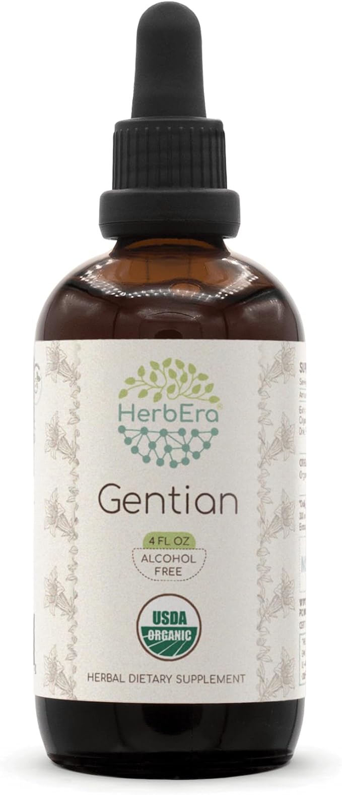 Gentian B120 Alcohol-Free Herbal Extract Tincture Concentrated Liquid Drops Natural USDA Organic Gentian (Gentiana Lutea) Dried Root (4 fl oz)