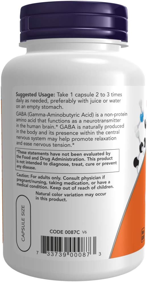 NOW Gaba 500mg100 Count (Pack of 2)