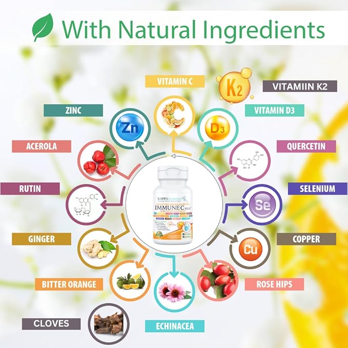 Quercetin 1000mg Vitamin C 1000mg Zinc 50mg Vitamin D3 5000iu Selenium Copper Acerola Ginger Rutin Bitter Orange Rose Hips Echinacea Immune C Plus 14 in 1 Immune C Plus (90 Count)