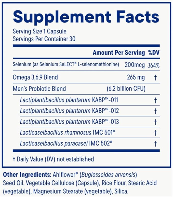 Daily Nouri Probiotics for Men | Gut Microbiome &amp Hormone Balance Support | 5 Clinically Studied Strains + Selenium for Testosterone Sperm Motility &amp Male Reproductive Health | 30-Day Supply
